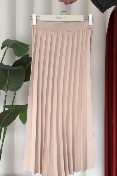 Beli Lastikli Piliseli Etek Bej