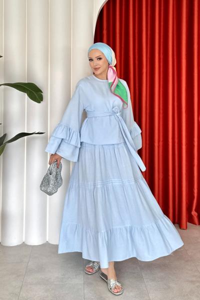 Buket Etekli Takım Bebe Mavisi