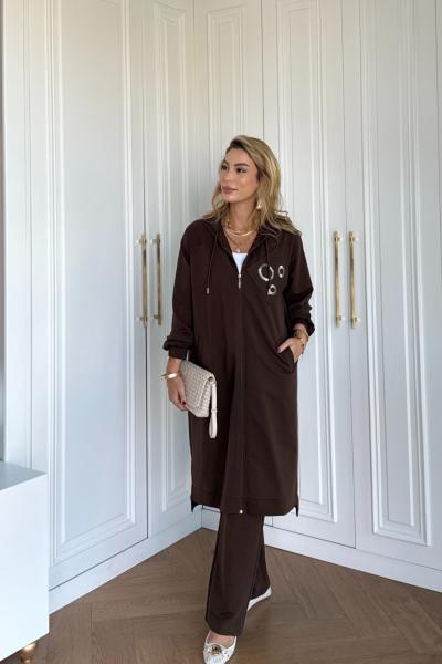 Cemre Pantolonlu Takım Acı Kahve