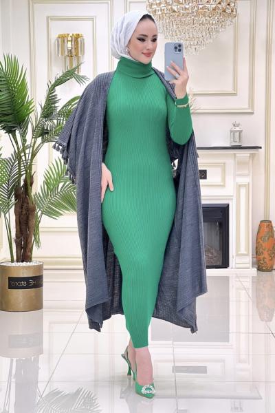 Fidan Triko Elbise Zümrüt