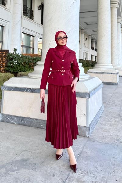 Gülden Etekli Takım Bordo