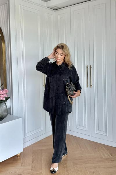 Işıl Pantolonlu Takım Siyah