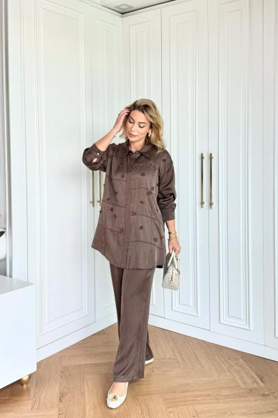Işıl Pantolonlu Takım Acı Kahve