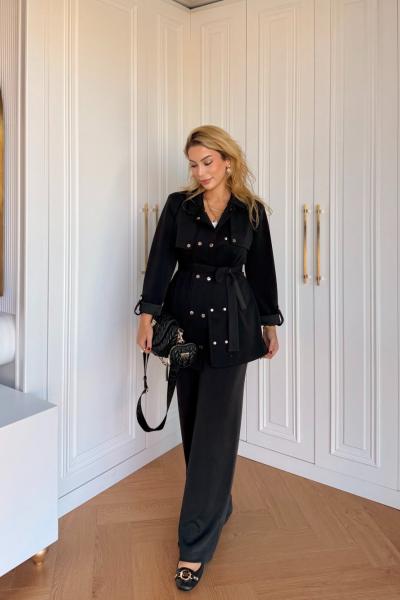 Melis Pantolonlu Takım Siyah