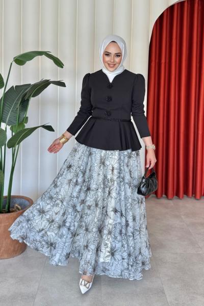 Nurşen Etekli Takım Siyah