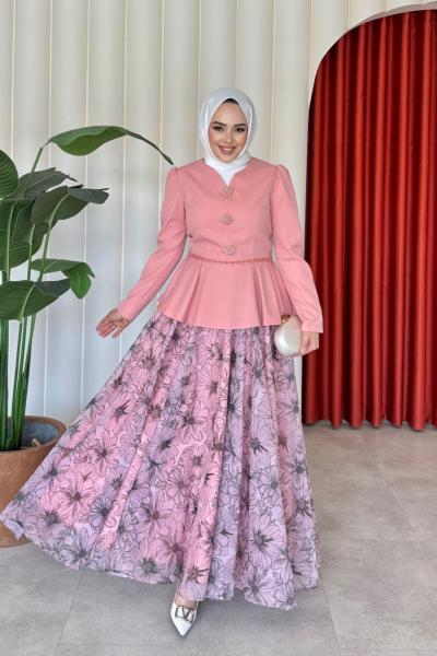 Nurşen Etekli Takım Pembe