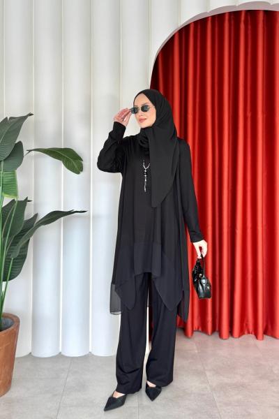 Sedef Pantolonlu Takım Siyah
