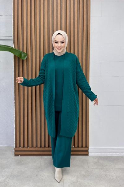 Sema 3lü Pantolonlu Takım Petrol Yeşili