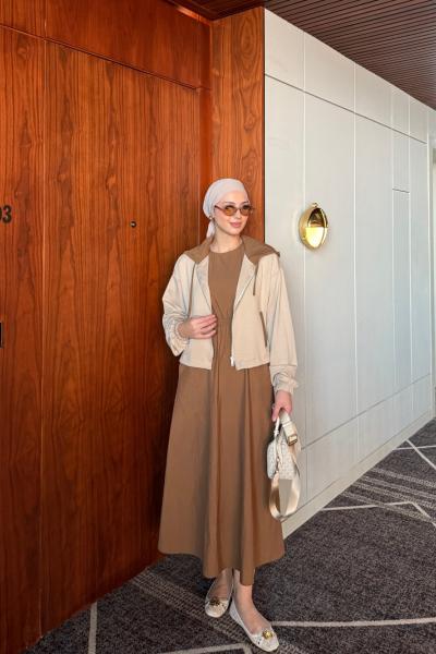 Sıdıka Elbise Takım Kahverengi