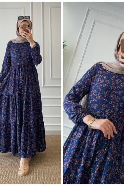 Aysima kat kat elbise  Lacivert