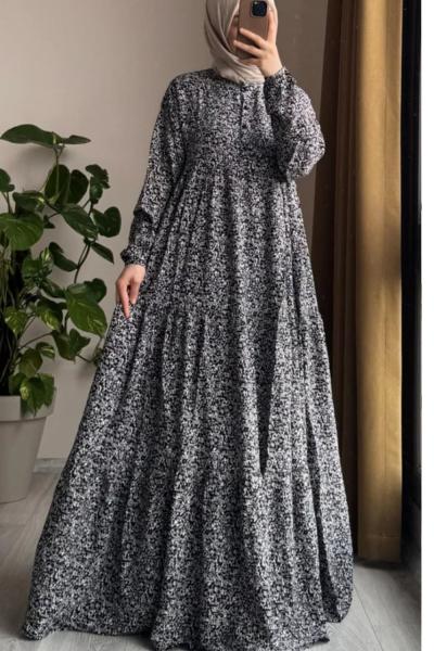 Çiçek elbise  Siyah