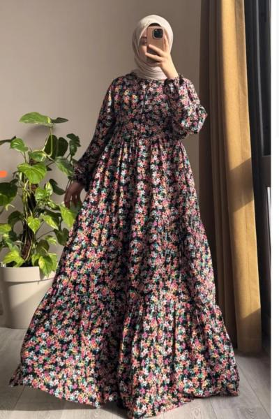 Çiçek elbise  Mürdüm