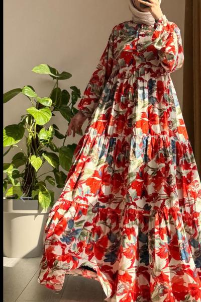 Çiçek elbise  Turuncu