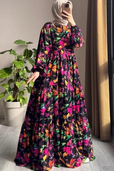 Çiçek elbise  Fuşya