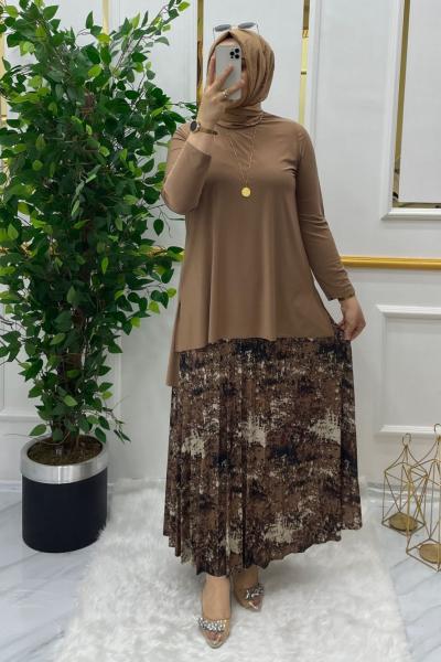 Fatoş etekli takım  Kahverengi