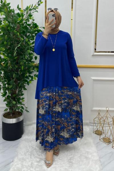 Fatoş etekli takım  Saks Mavisi