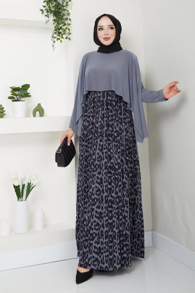 Kumsal elbise  Gri Siyah