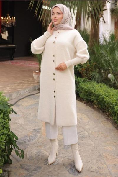 Leila Angora Hırka Krem