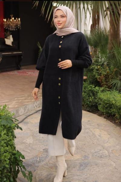 Leila Angora Hırka Siyah