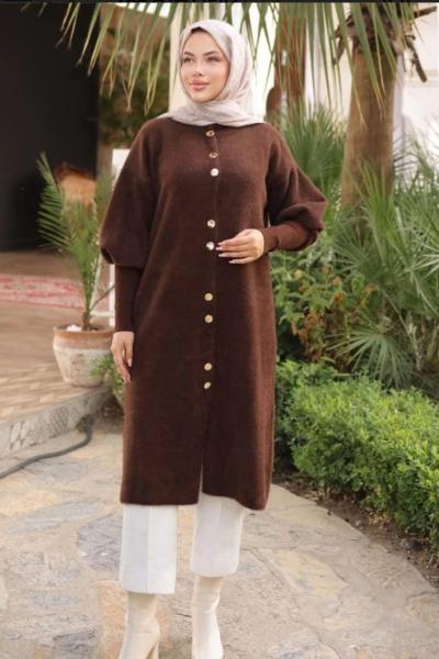 Leila Angora Hırka Kahverengi