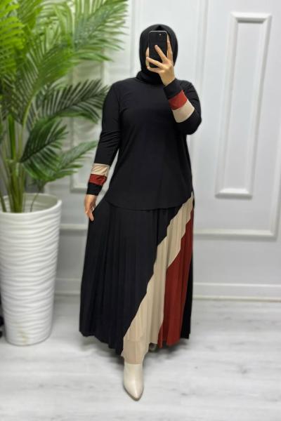 Mehtap etekli takım  Siyah Kırmızı